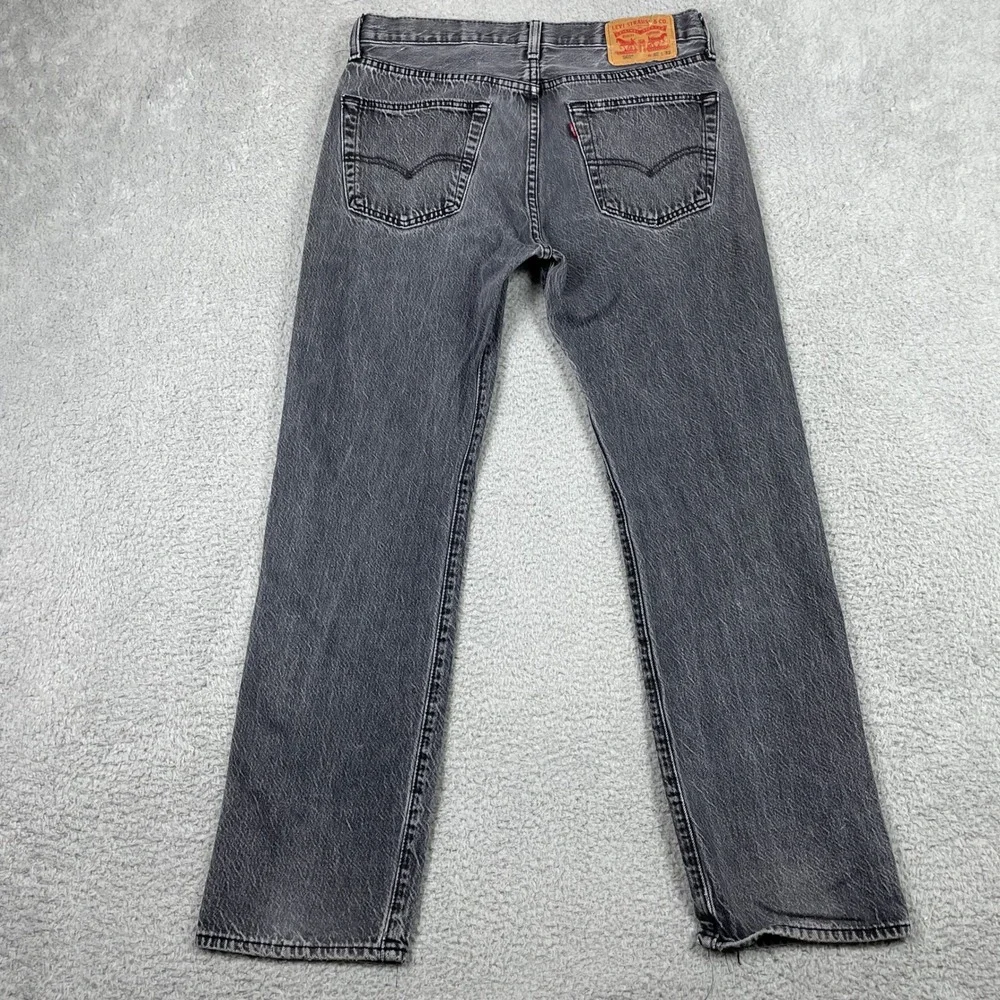 Levis 501 Original Fit Jeans Mens 32x32 (Fits 32x30) Black Fade Straight Stretch